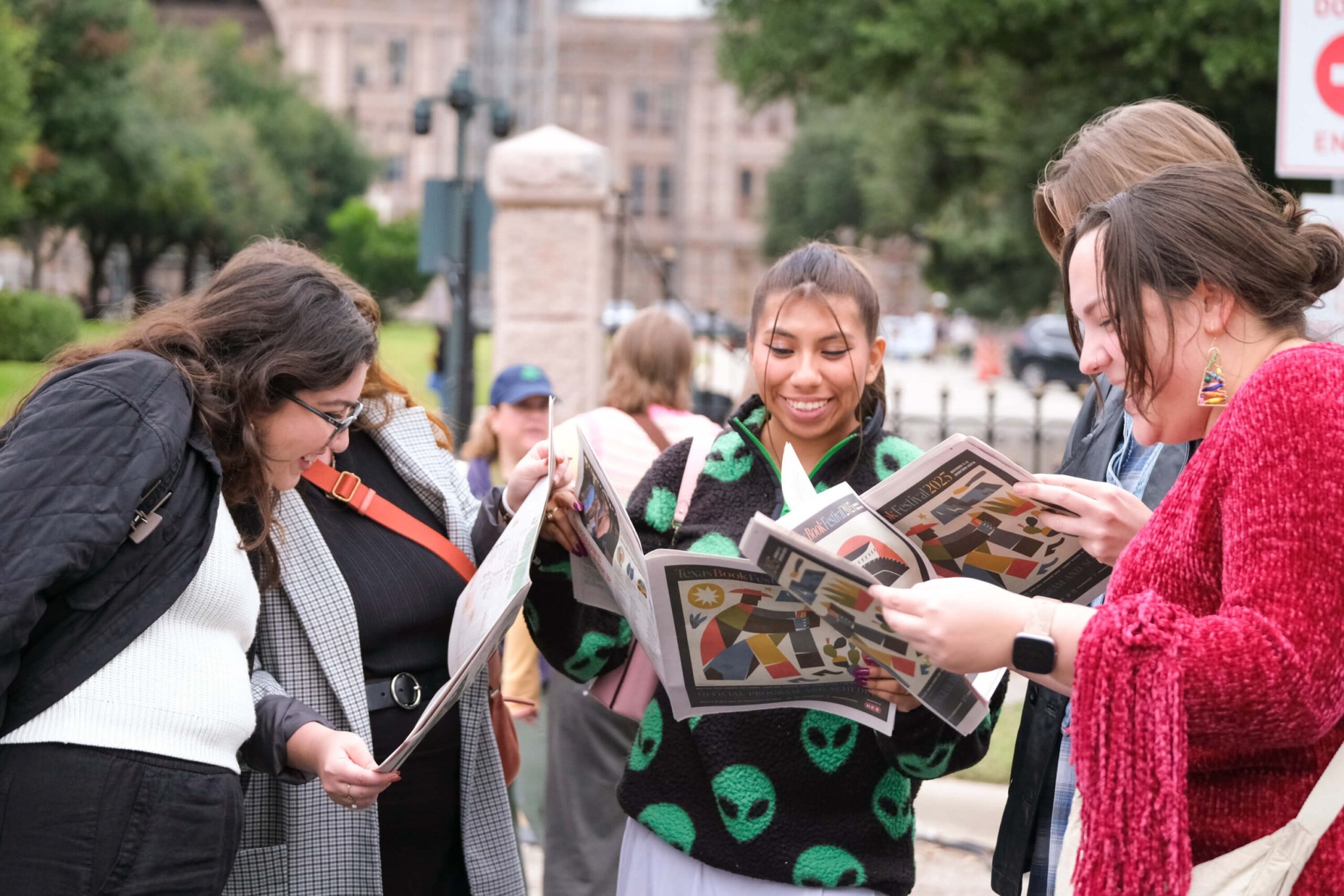 Readers looking through books at the Texas Book Festival