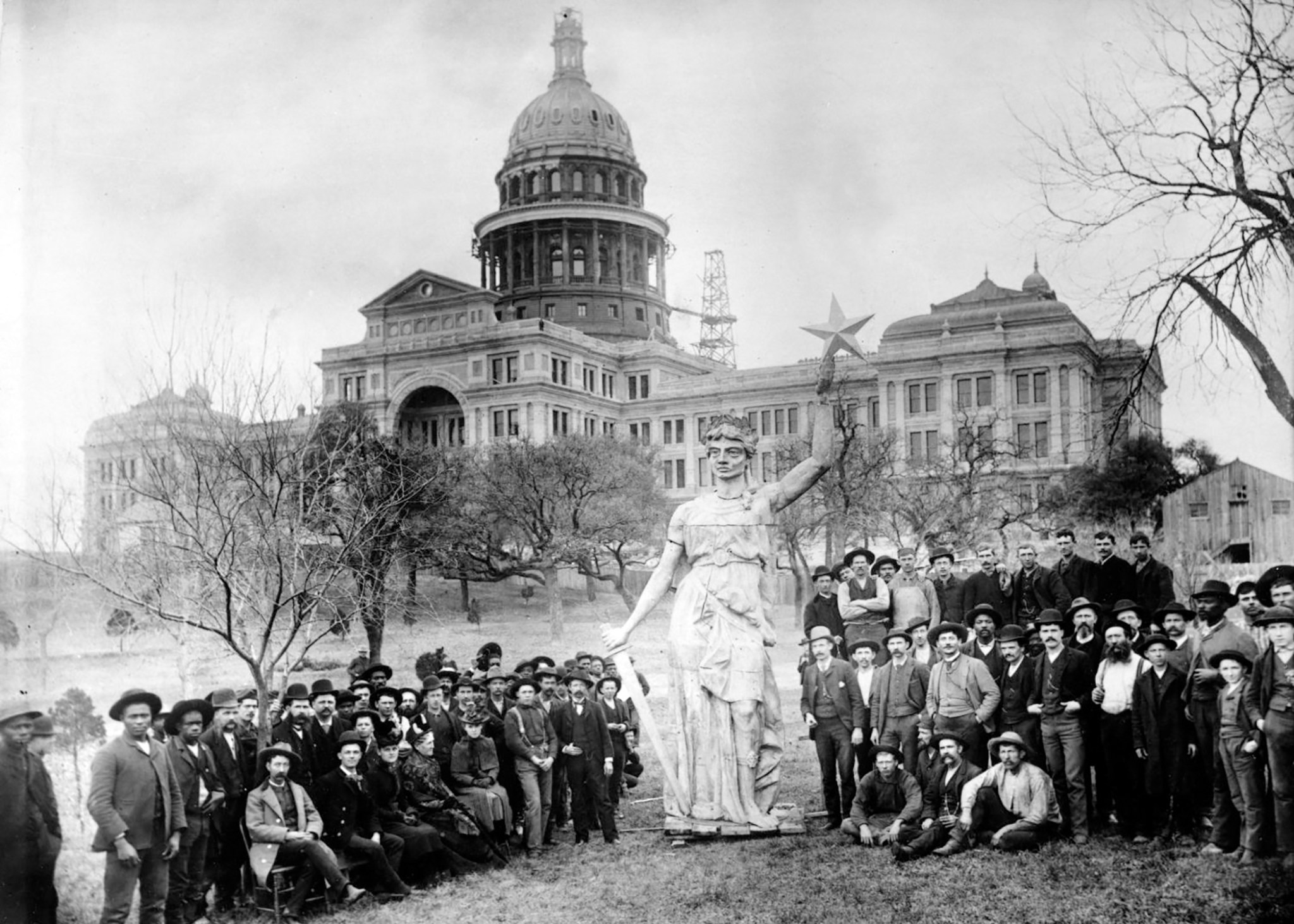 A crowd gathered at the Texas Capitol in historic Austin