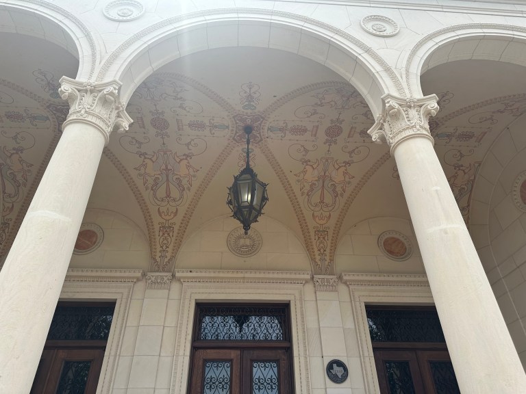 The painted loggia ceiling and restored lantern of the 1933 History Center